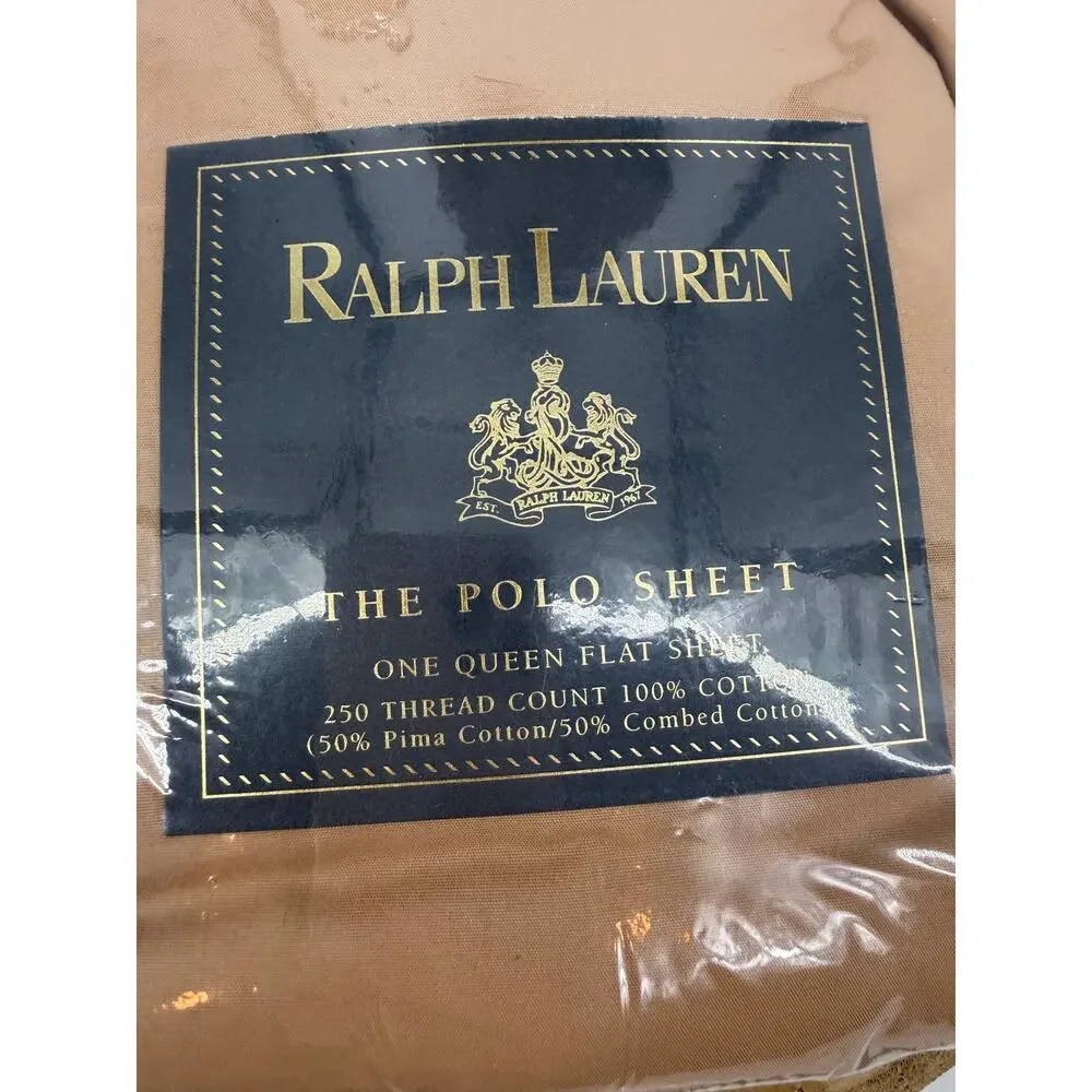 NWT Ralph Lauren Queen Flat Sheet in Fawn Brown Neutral Vintage